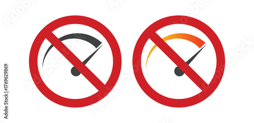 No Overspeed Sign Vector | Speed Limit Prohibition, Road Safety Warning Symbol-