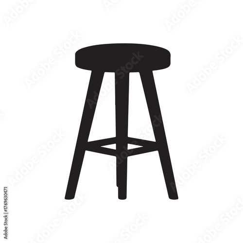 Wooden stool silhouette vector flat illustration design on white background