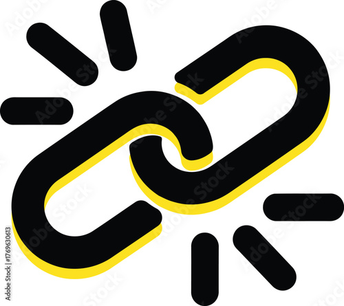 Interlocking chain links symbol with radiating lines representing connectivity or network