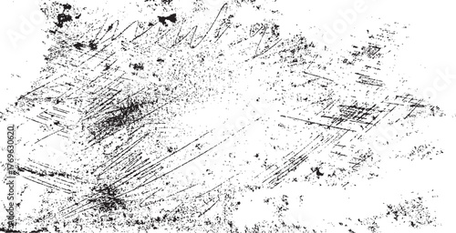 Scratched and Cracked Grunge Urban Background Texture Vector. Dust Overlay Distress Grainy Grungy Effect. Distressed Backdrop Vector Illustration. Isolated Black on White Background. EPS 10.