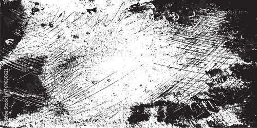 Scratched and Cracked Grunge Urban Background Texture Vector. Dust Overlay Distress Grainy Grungy Effect. Distressed Backdrop Vector Illustration. Isolated Black on White Background. EPS 10.