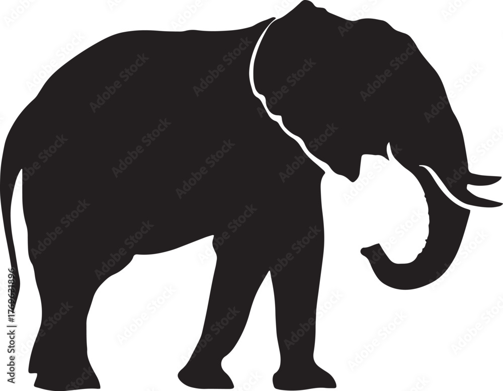 Fototapeta premium Elephant silhouette vector illustration wildlife safari animal black graphic art