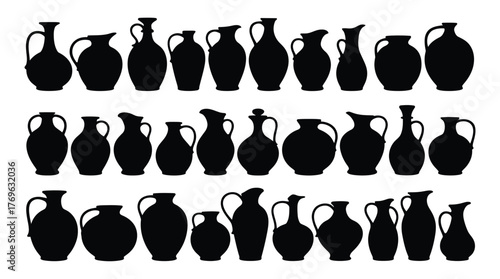 Collection of ceramic jug silhouettes silhouette
