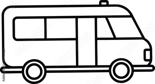 Minimal Camper Van Line Art Travel Vector Illustration on White Background
