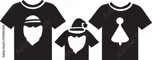 Vector Tshirts with Christmas Santa Claus Hat and Beard Designs