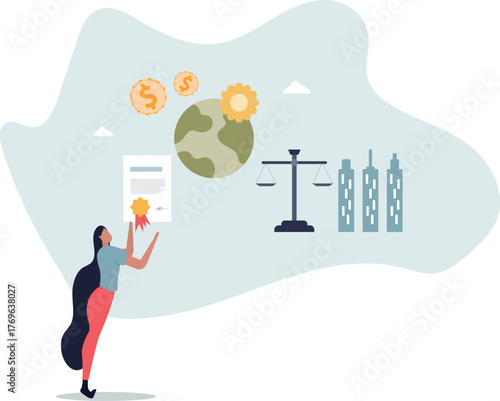 ESG or environmental social governance for ecological and sustainable investment strategy .life and employment of people.