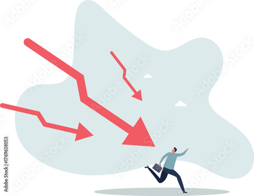 Business failure, economic recession or investment loss or stock market falling down, crisis or crash, investing risk or depression concept.life and employment of people.