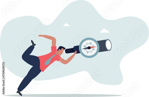 Business compass guidance direction or opportunity, make decision for business direction, finding investment opportunity, leadership or visionary concept.life and employment of people.