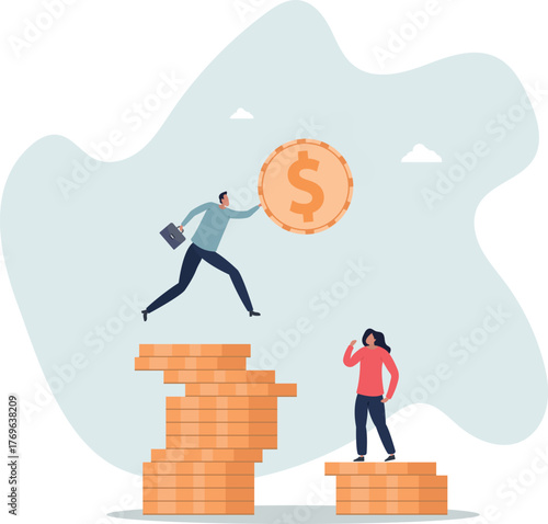 Gender pay gap, inequality between man and woman wage, salary or income, issue about gender diversification concept.life and employment of people.