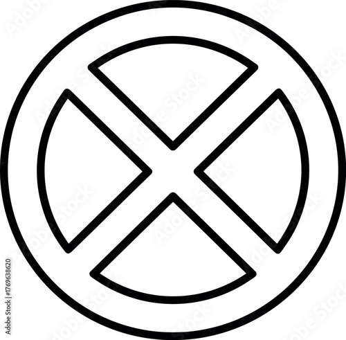 Symbolic Icon A Cross Within a Circle Representing Intersection, Exclusion, and Restriction