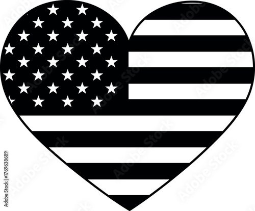 Heart-shaped American Flag Silhouette A Symbol of Patriotism and National Pride