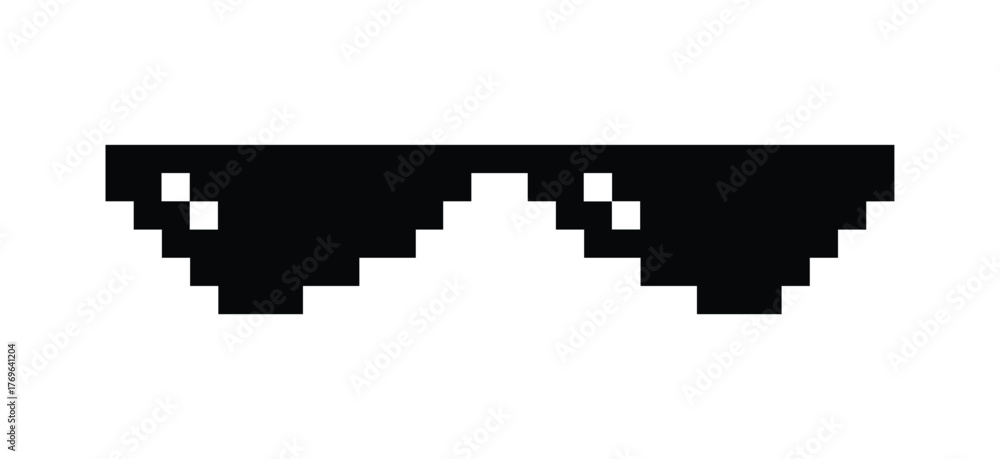 Obraz premium Retro thug glasses pixel. Pixelated hip hop vector sunglasses.