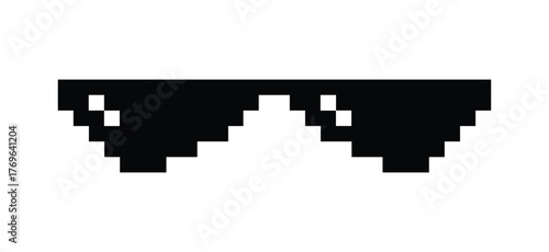 Retro thug glasses pixel. Pixelated hip hop vector sunglasses.