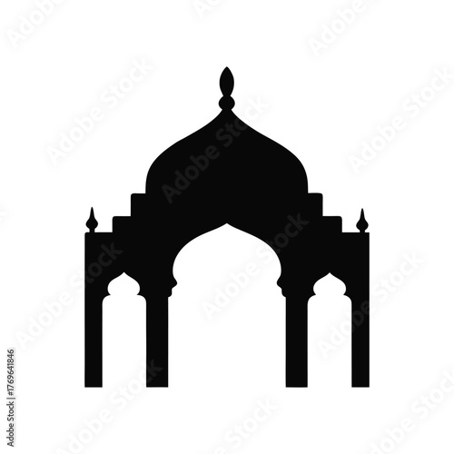 Elegant Taj Mahal silhouette in minimal black design vector illustration