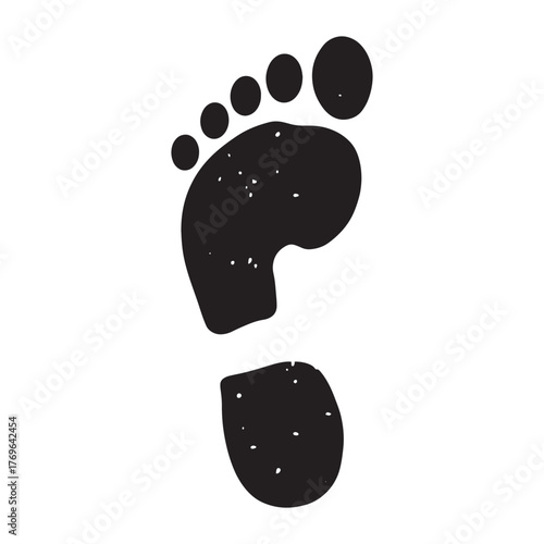 Minimalist black footprint symbol design on a clean white background