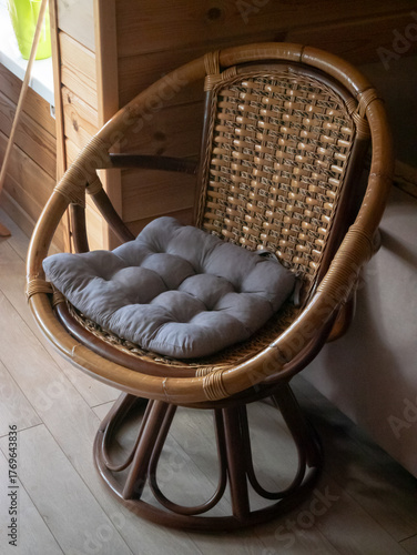 Rattan Chair with Cushion Indoor View