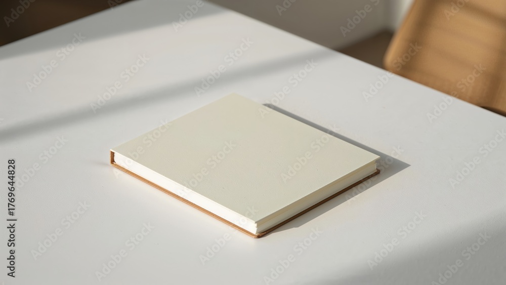 Fototapeta premium Blank notebook on white table background