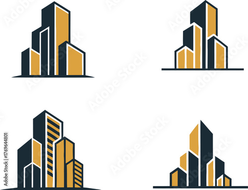 Vector illustration of modern city buildings in flat design, suitable for any project