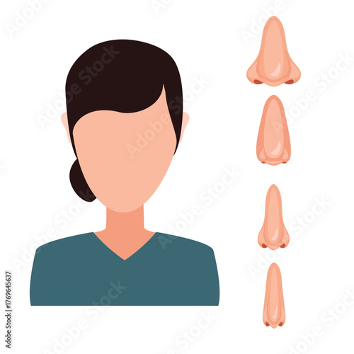 Female user profile icon skinned nose icon face construction human vector illustration design isolated