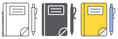 School notebook line icon, paper and education, note sign, vector graphics, a linear pattern on a white background.