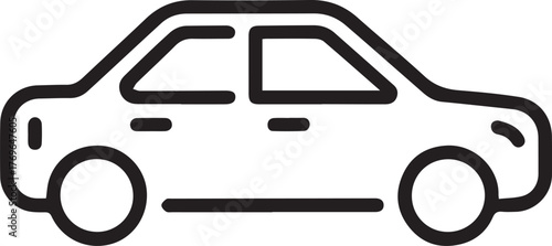 Simple outline illustration of a modern sedan car.
