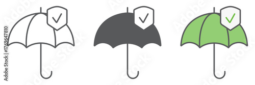 Reliability icon, protection and reliable, umbrella sign, vector graphics, a linear pattern on a white background. editable stroke