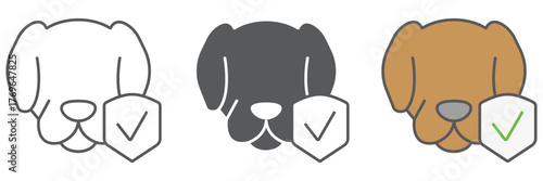 Animal insurance icon, protection and pets, dog protect sign, vector graphics, a linear pattern on a white background. editable stroke