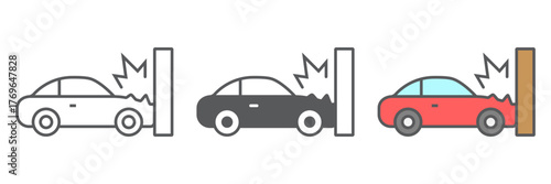 Traffic accident icon, disaster and auto, car crash sign, vector graphics, a linear pattern on a white background. editable stroke