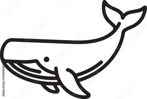 Graceful whale gliding through the ocean depths, a minimalist line art design conveying peace and wonder, perfect for nature lovers and environmental themes