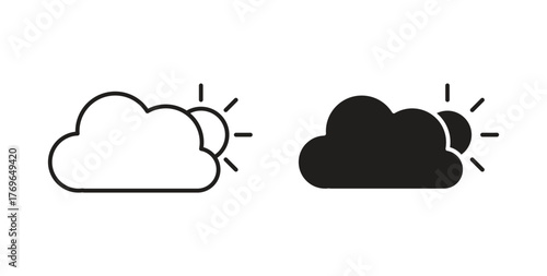 Cloud sun icon simple flat trend modern graphic design abstract logotype