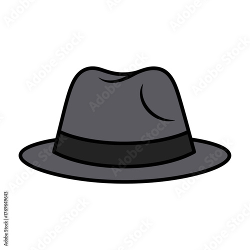 Gray Fedora Hat Illustration