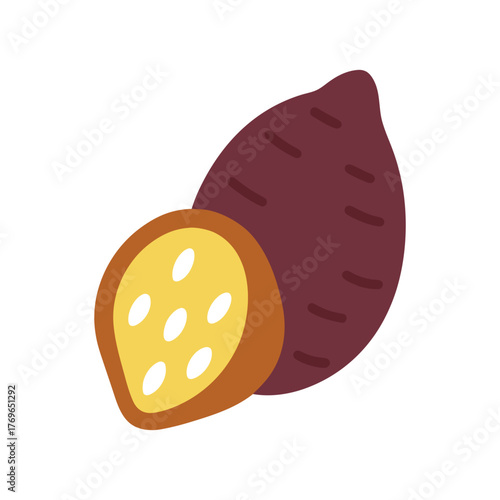 Taro Root With Slice Showing Pattern Vector