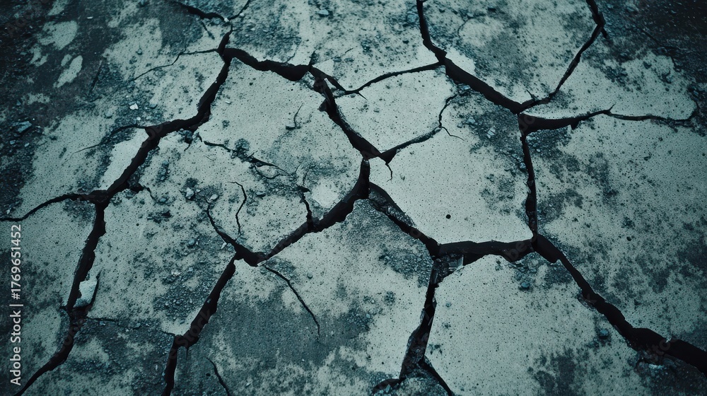 Obraz premium Cracked concrete surface revealing details of age and damage