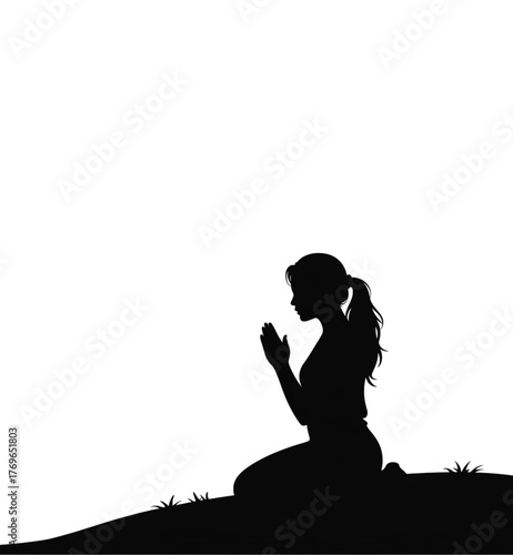 Woman Praying on Hilltop