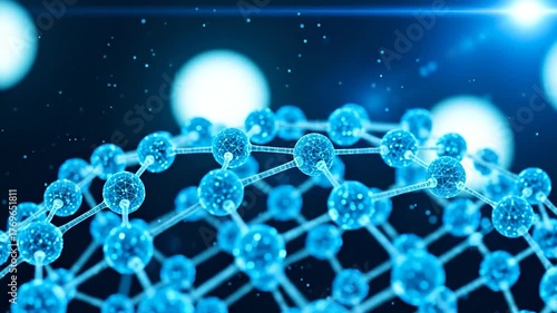 Wallpaper Mural Abstract blue molecular structure with glowing particles and bokeh effect on dark background Torontodigital.ca