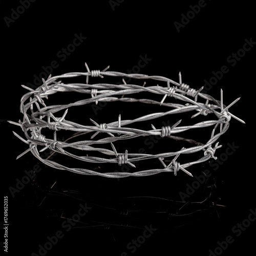 Barbed Wire 3D Render Collection Isolated on Black Background