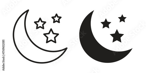Moon stars icon simple flat trend modern graphic design abstract logotype