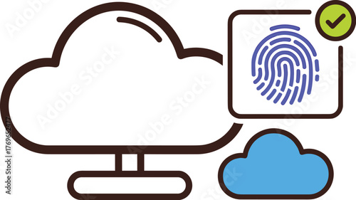 Cloud Security Authentication with Fingerprint Verification, Seamless Access in Secure Digital Computing Environment, Modern Technology for Business, Innovative Graphic Design, Cybersecurity Protectio