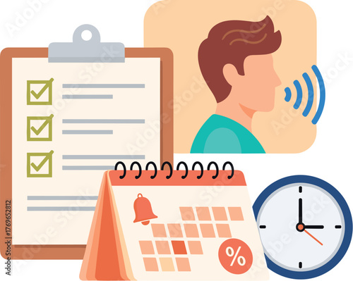 Effective Time Management Illustration: Prioritization, Scheduling, and Communication for Productivity in Modern Business and Personal Life - A Colorful and Professional Graphic for Websites, Presenta