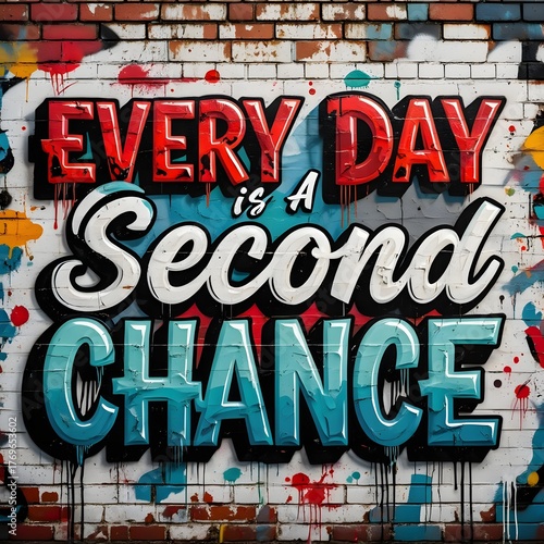 Graffiti art inspires with message every day is a second chance