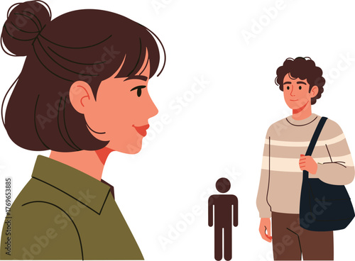 Young Woman Engages with College Student, Representing Generational Connection and Mentorship in Modern Educational Setting, Ideal for University Presentations and Campus Lifestyle Marketing, Warm Col