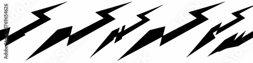 abstract black and white lightning bolt pattern in a seamless repeating design. Set lightning bolt. Thunderbolt flat style - stock vector.