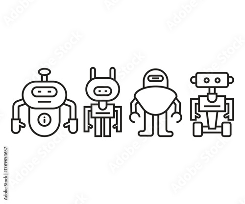 robot character line icon vector illustration
