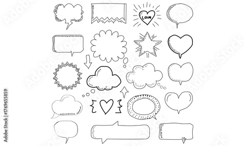 Hand Drawn Speech Bubble Vector Set – Doodle Quote Frames and Comic Talk Balloons