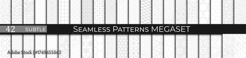 Set of Subtle Grey Geometric Patterns – Minimal Seamless Abstract Backgrounds