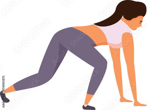 Determined athlete in starting position, ready to sprint, embodying active lifestyle and dedication to fitness