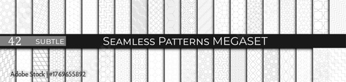 Set of Subtle Grey Geometric Patterns – Minimal Seamless Abstract Backgrounds