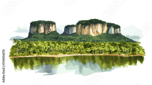 Guiana Shield. Guiana Shield hand drawn watercolor illustration