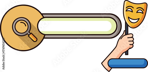 Creative Content Strategy and Research: Performing Arts Search with Optimism, and Discovery for Online Theatre, Marketing, Social Media, Education, and Business - Fun Graphic Resource, Cartoon Illustr