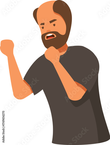 Aggressive man arguing and threatening with clenched fist, expressing negative emotions and conflict
